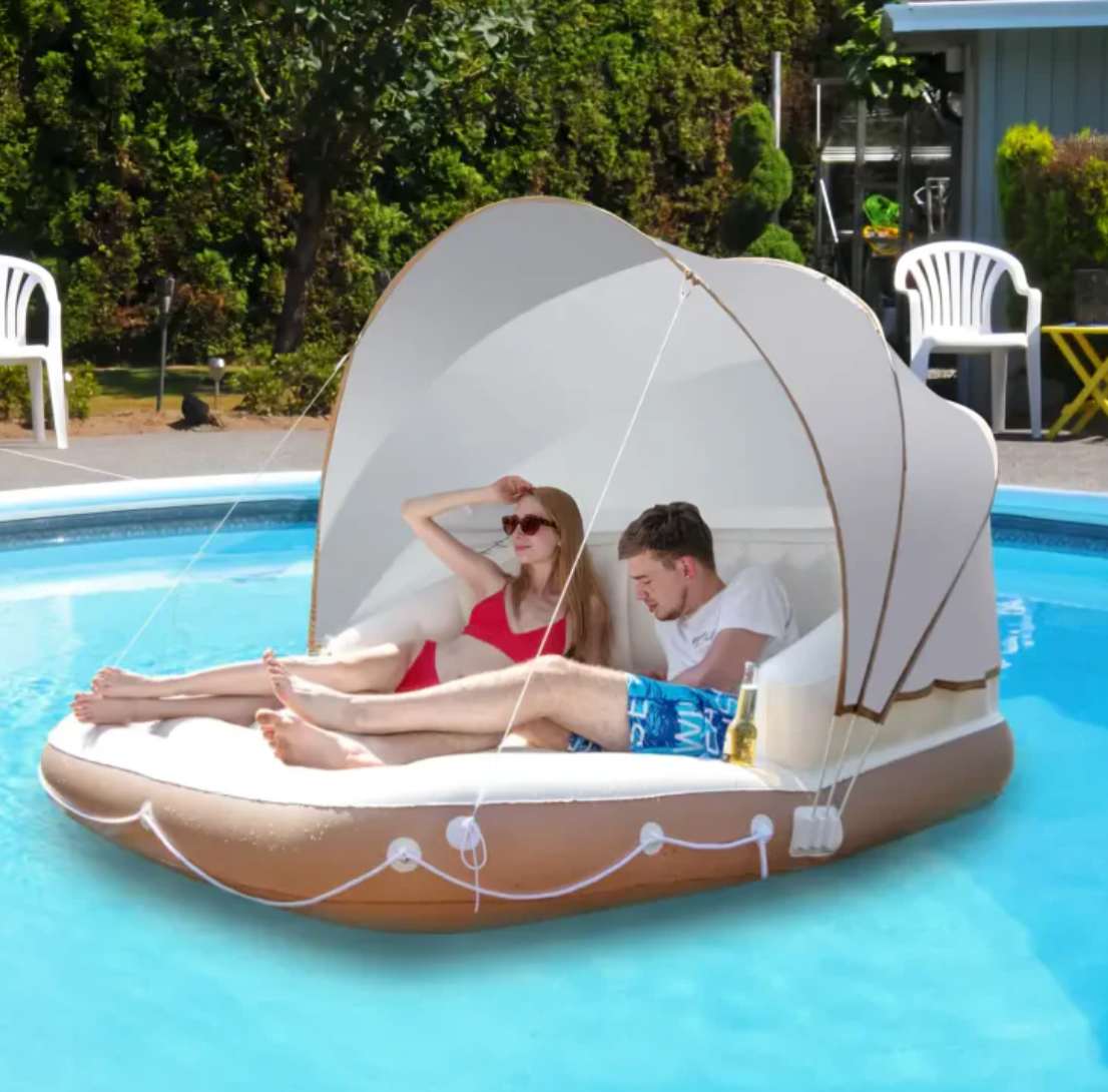 Inflatable Pool Float With Canopy